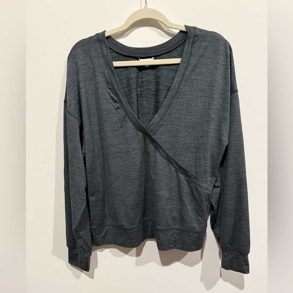 Z Supply Active Wrap Over Charcoal Gray Women's Top